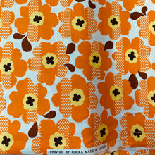 Load image into Gallery viewer, Pop Orange Flowers, Heavy Weight Cotton/Linen Blend, by Kokka, sold by the half yard
