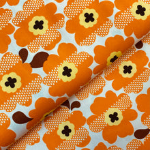 Load image into Gallery viewer, Pop Orange Flowers, Heavy Weight Cotton/Linen Blend, by Kokka, sold by the half yard