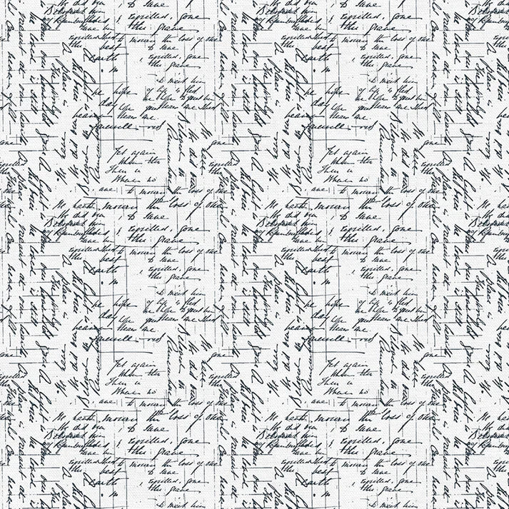 Blossom - Handwriting, in Navy, 12023753 for Paintbrush Studio, sold by the half-yard