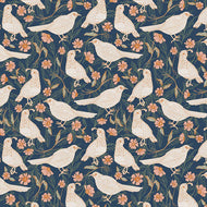 Saguaro Searching Saltgrass, Birds and Bahia in Navy, 12023954 for Paintbrush Studio, sold by the half-yard