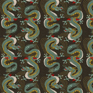 Kimonos and Koi, Bold Dragon in Black, 12024336, by Paintbrush Studio, sold by the half-yard