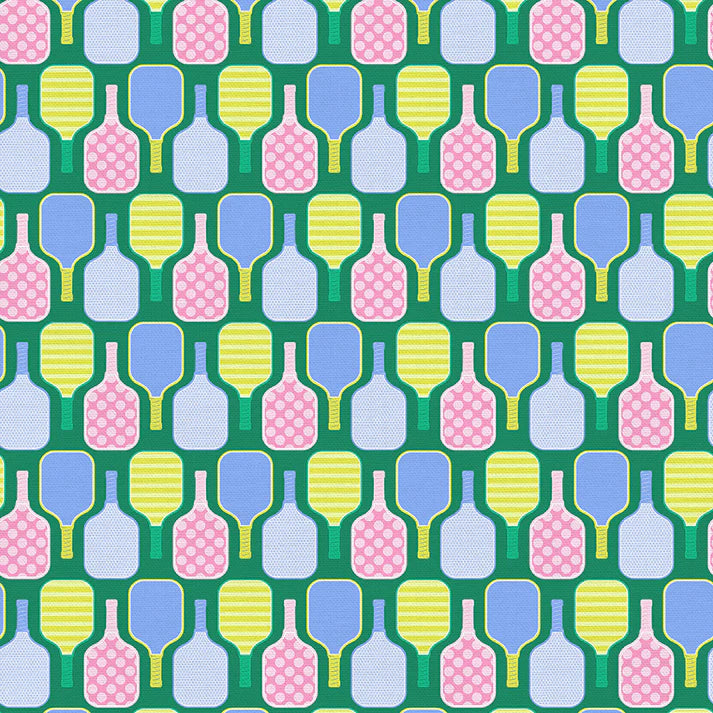 Pickleball Playtime, Paddles in Green 12025078 for Paintbrush Studio, sold by the half-yard