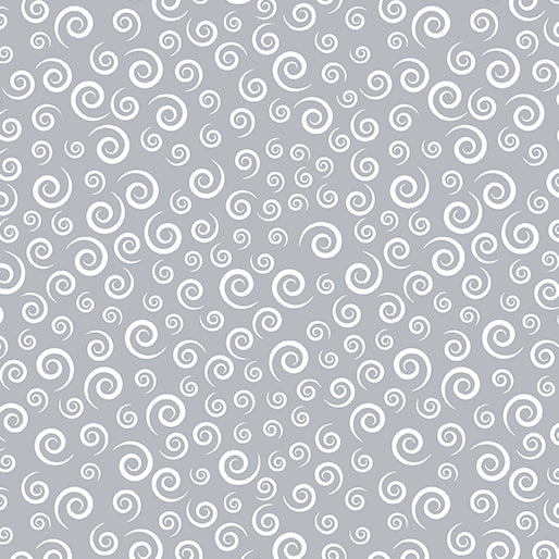 Swirls & Curls in Gray/White By KANVAS STUDIO, 14390-13, Love Ewe More, for Benartex, sold by the half-yard