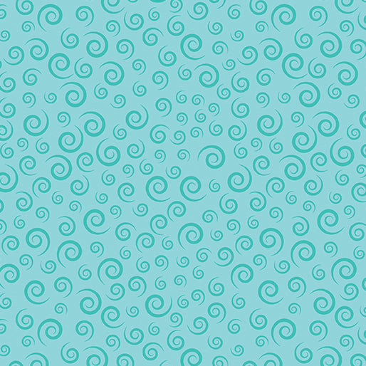 Swirls & Curls in Teal By KANVAS STUDIO, 14390-84, Love Ewe More, for Benartex, sold by the half-yard