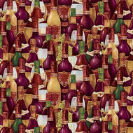 Stop Wining, Wine Bottles 1477-83 by Andrea Tacheira for Henry Glass & Co, sold by the half yard