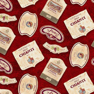 Stop Wining, Wine Labels, 1481-83 by Andrea Tacheira for Henry Glass & Co, sold by the half yard