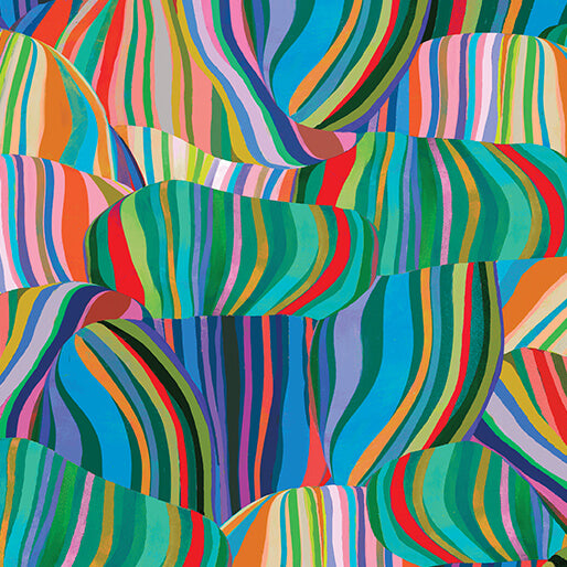 Spyro Stripes/ Modern Mushrooms 16468-38 by Kate Segal for Bernartex, sold by the half yard