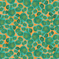 Pod Mushroom Teal/Orange 1647083 by Kate Segal for Bernartex, sold by the half yard