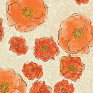 Treasured Poppies Natural By Bernartex, sold by the half yard
