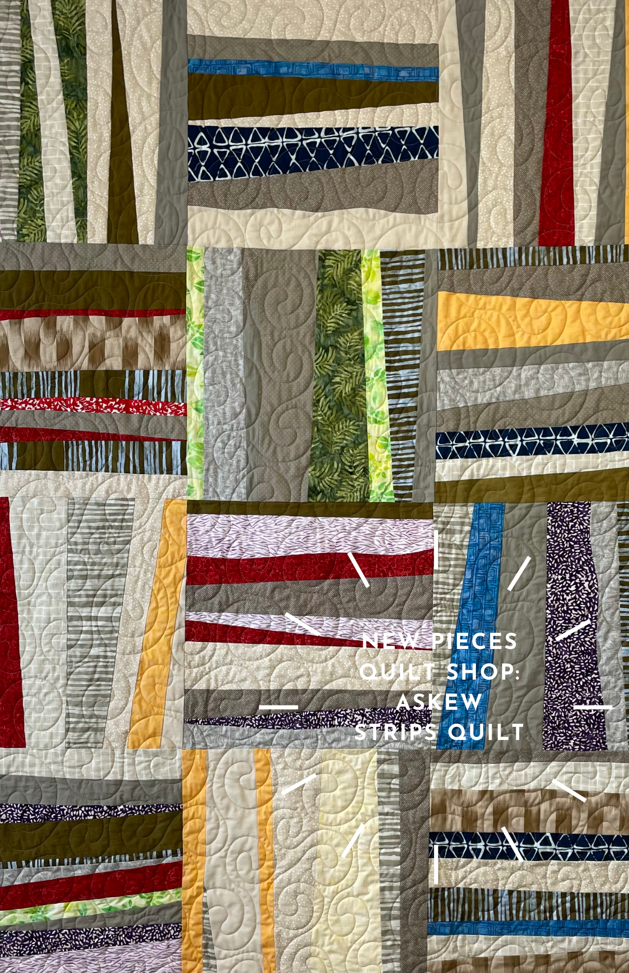 Askew Strips Quilt Postcard Pattern - PDF Download Only