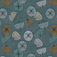 Wisps on the Wind, 2710-31783-Q, Small Contempo Flowers, Dusty Teal,  by QT Fabrics, sold by the half yard