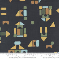 ABC XYZ, Black with Wood Geometric Blocks, 20814 20 by Stacy lest Hsu  for Moda, sold by the 1/2 yard, 43