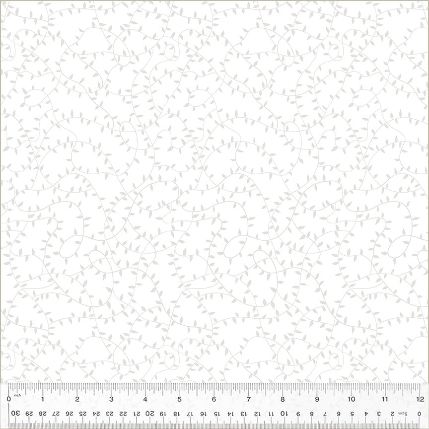 Icing, Ivy, White on White, Cotton by Windham Fabrics 54139-1, sold by the half yard