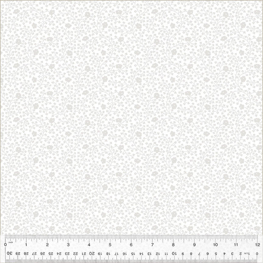 Icing, Flourish, White on White, Cotton by Windham Fabrics 54143-1, sold by the half yard