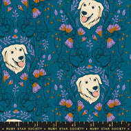 Dog Park Teal RS2093 12, by Sarah Watts for Ruby Star Society, sold by half-yard