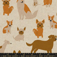 Dog Park Canvas in Linen Natural RS2101 12L, by Sarah Watts, for Ruby Star Society, sold by half-yard