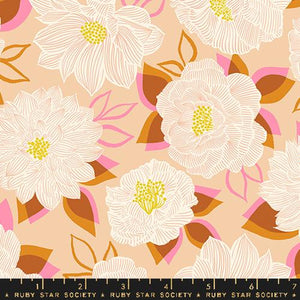 Favorite Flowers Creme Brulee by Ruby Star, RS5413 12, sold by the half-yard
