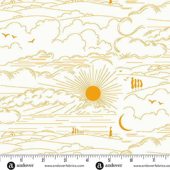 Sunprint Whisper by Allison Glass for Andover, Marigold Dwell, Pattern 1219 Color Y, sold by the half-yard