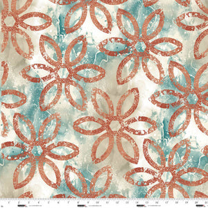Funny Girl, Rough Around the Edges, Stencil Loops, 8272-66 Pumpkin for Studio e, sold by the half yard