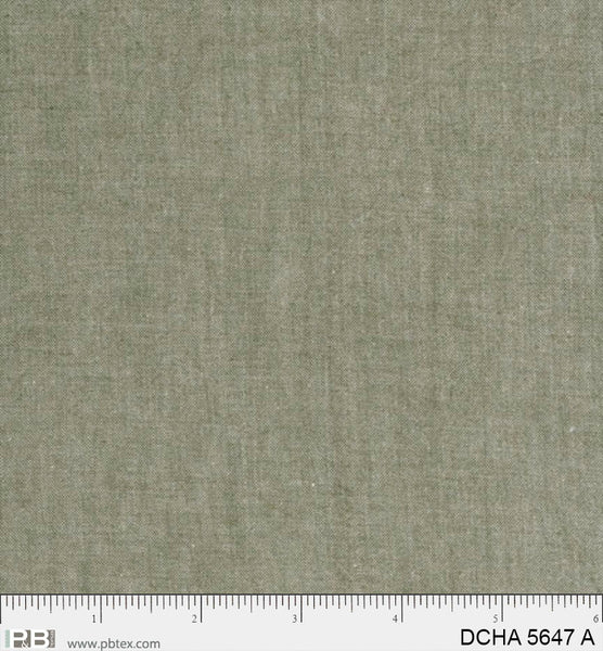 Dreamweaver Chambray, Green, (DCHA5647 A) by P&B Textiles, sold by the half yard
