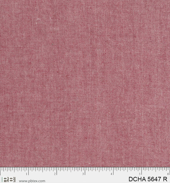 Dreamweaver Chambray, Red, (DCHA5647 R) by P&B Textiles, sold by the half yard