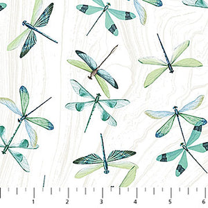 Tranquil Waters, Dragonflies white multi, (DP27209-10)  By Deborah Edwards for Northcott Co, sold by the half-yard (Copy) (Copy) (Copy)