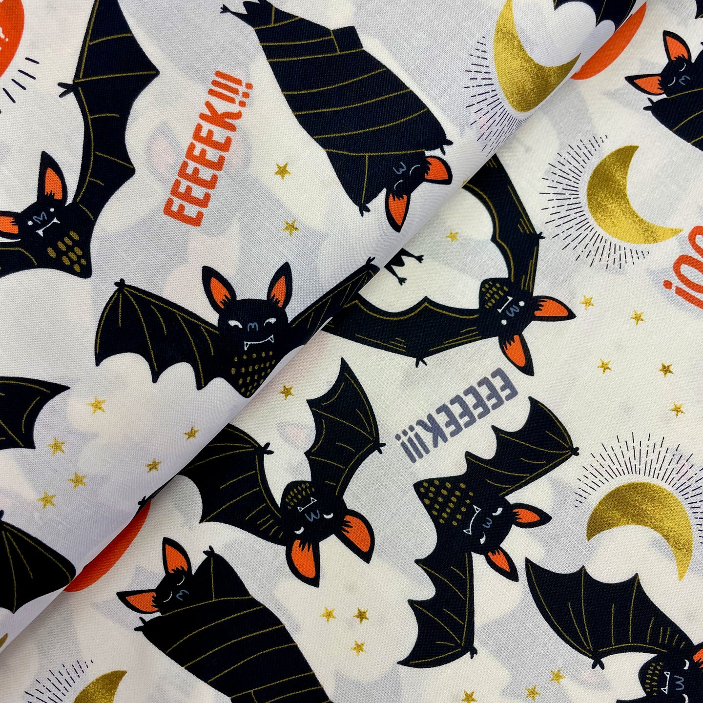 Boo! Bats!, by De Leon Design Group for Alexander Henry, sold by the half-yard