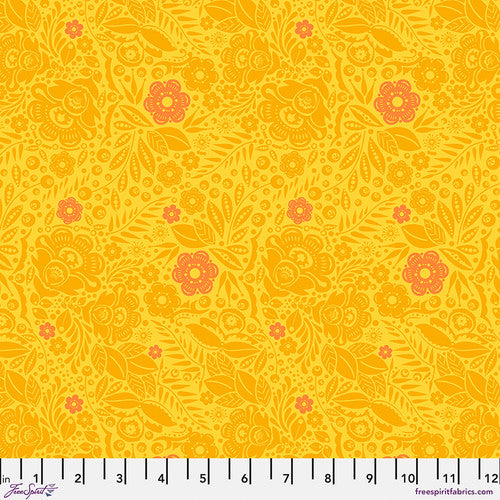 Lace in Mango, PWAH132.MANGO, Love Always, AM, by Anna Maria Horner for Freespirit Fabrics, sold by the half-yard