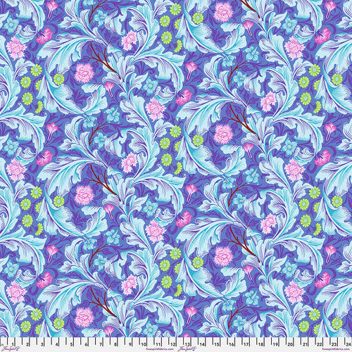 Leicester Cobalt PWKW011.Cobalt by Kaffe & Morris Co. for Free Spirit Fabrics, sold by the half-yard