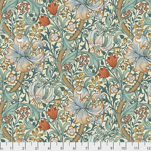 Golden Lily, Autumn,  PWWM028 by The Original Morris & Co., for Free Spirit Fabrics, sold by the half-yard
