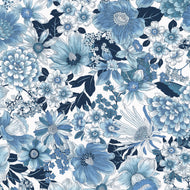 Vintage Petals & Paisleys, Blue Floral, SB-4225D1-1 BLUE by Sevenberry from Robert Kaufman, sold by the half-yard