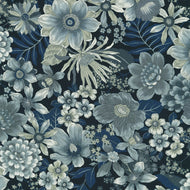 Vintage Petals & Paisleys, Dark Blue Floral, SB-4225D1-3 Navy by Sevenberry from Robert Kaufman, sold by the half-yard