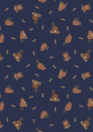 Small Things, Rivers & Creeks-Beavers on Ink SM76.3 by Lewis & Irene, sold by the half-yard