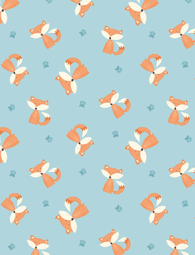 Winsome Critters, Fox Toss Blue, 3060 36256 482 by Wilmington Prints, sold by the half-yard