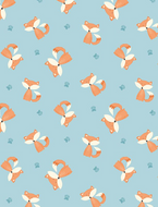 Winsome Critters, Fox Toss Blue, 3060 36256 482 by Wilmington Prints, sold by the half-yard