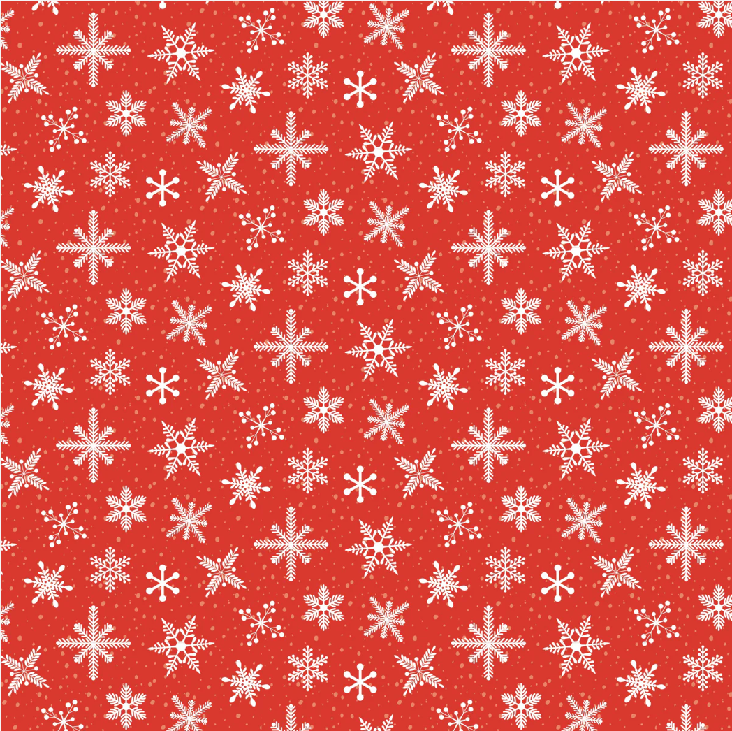 Prairie Christmas,Snowfall in Red, PC24351 by Poppie Cotton , sold by the half yard