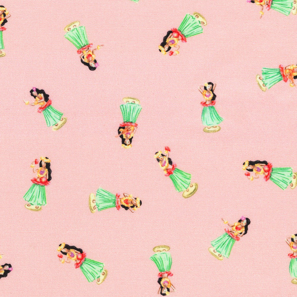 Mini Road Trip Hula GIrls, WELD-22392-111 FLAMINGO by Vanessa Lillrose & Linda Fitch from Wishwell, from Robert Kaufman, sold by the half-yard