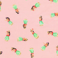 Mini Road Trip Hula GIrls, WELD-22392-111 FLAMINGO by Vanessa Lillrose & Linda Fitch from Wishwell, from Robert Kaufman, sold by the half-yard