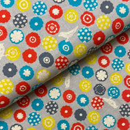 Dots and Birds on Grey, Heavy Weight Cotton/Linen Blend, by Echino, sold by the half yard