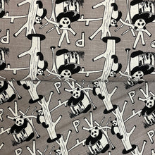Load image into Gallery viewer, P is for Panda on Grey, Heavy Weight Cotton/Linen Blend, by Cosmo, sold by the half yard
