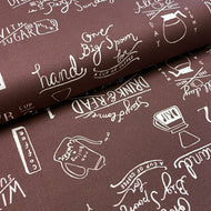 Coffee Time on Brown, Heavy Weight Cotton, by Kokka, sold by the half yard