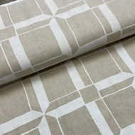 White Windows on Natural, Heavy Weight Cotton/Linen Blend, by Cosmo, sold by the half yard