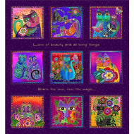Fantasticats Digital Blocks Cat Panel Y4339-28, Dark Purple Gold Metallic by Laurel Burch for Clothworks, sold by the half-yard (Copy)