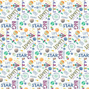 Blast Off! Y4389-1 Digital Words, White by Clothworks, sold by the half-yard