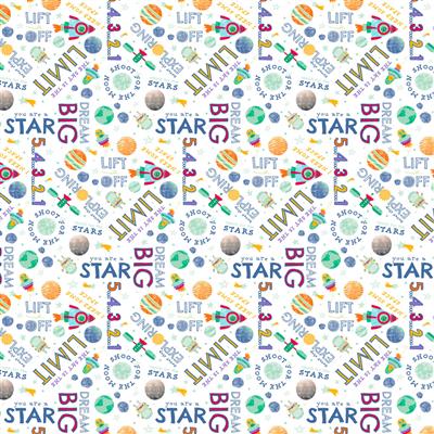 Blast Off! Y4389-1 Digital Words, White by Clothworks, sold by the half-yard