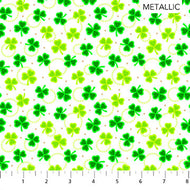 Celebrations: Shamrocks 10140M-71 Metallic, by Patrick Lose for Northcott, sold by the half yard