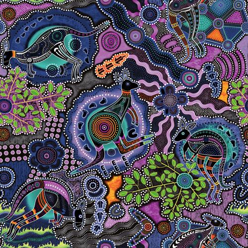 Walkabout II Kangaroo Purple 120-14351 by Paintbrush Studio, sold by the half-yard