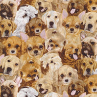 My Pet Family Dog Faces Brown for Paintbrush Studio, sold by the half-yard