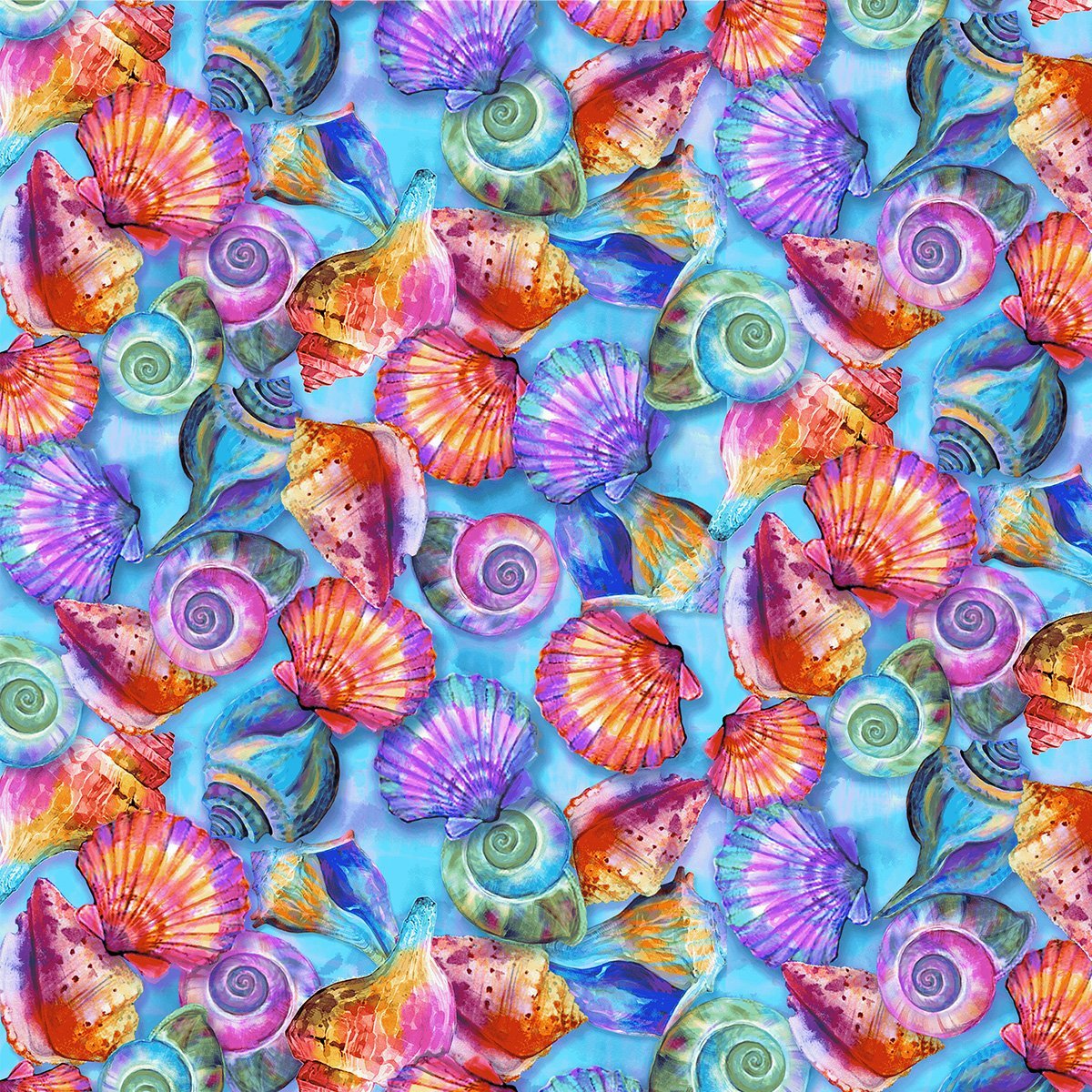 Flamingo Shell Turquoise Bright for Paintbrush Studio, sold by the half-yard