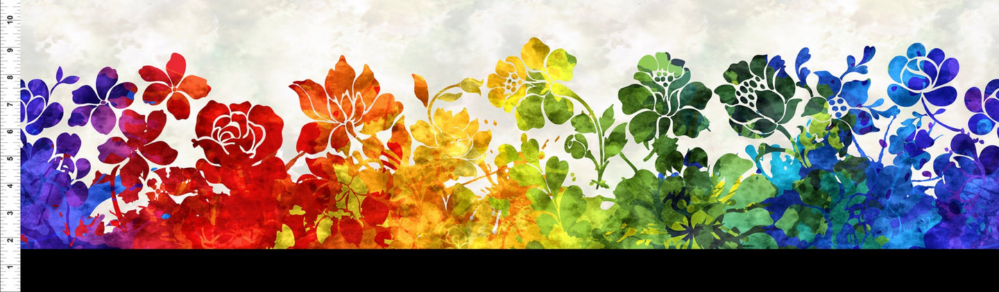 Sunshine 14SS 1 Border Floral in Multi by Jason Yenter for In the Beginning Fabrics, sold by the half-yard